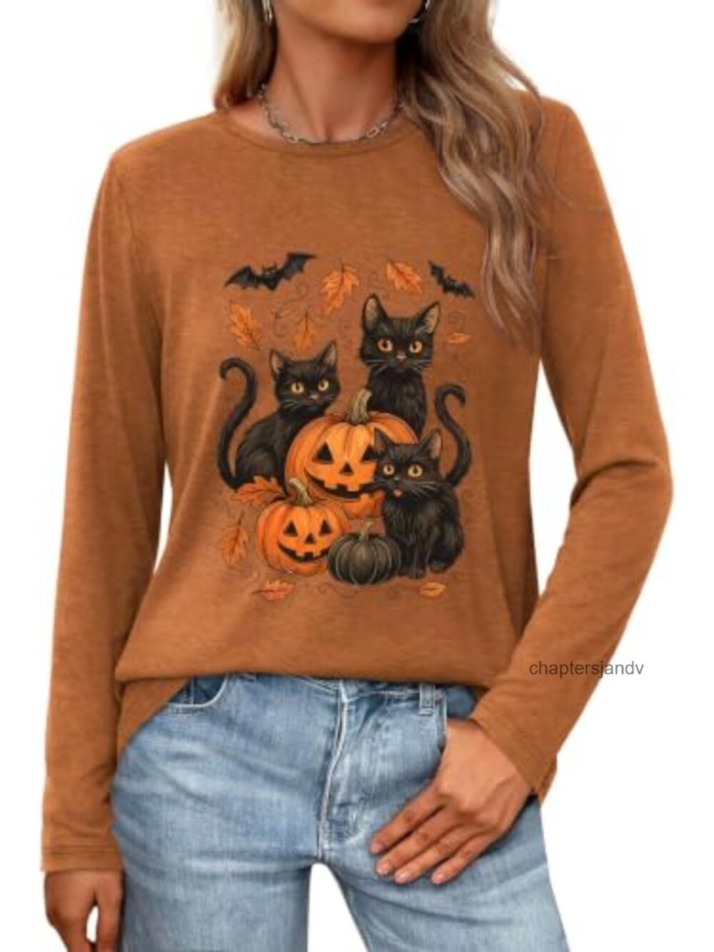 Women's Long Sleeve Thanksgiving Graphic Tee Crew Neck T-Shirt